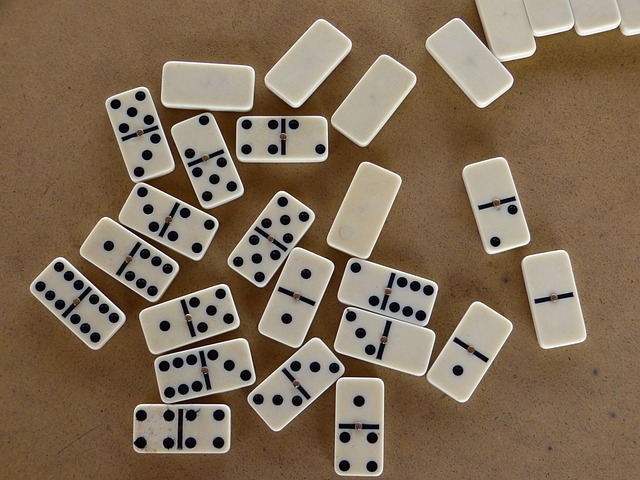 Dominoes on a table